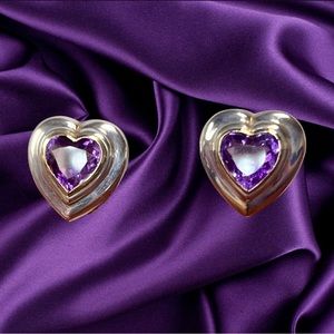 Sterling Silver /14k Amethyst Heart Earrinds.